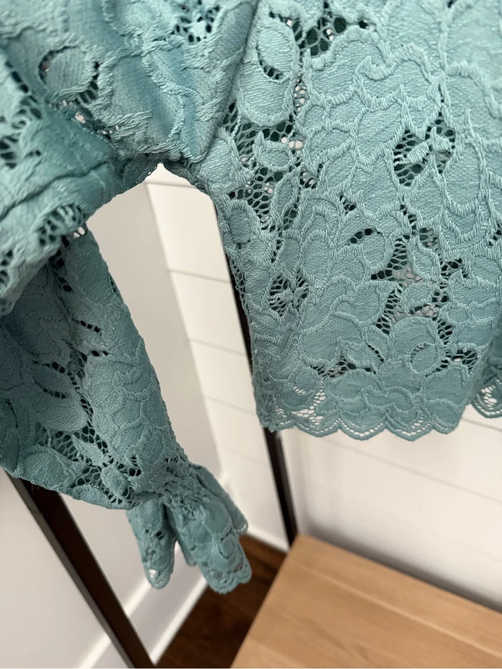 Free People Olivia Sage Green Lace Tee